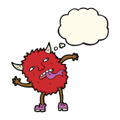 funny cartoon monster with thought bubble