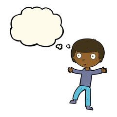 cartoon startled boy with thought bubble