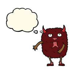 funny cartoon monster with thought bubble