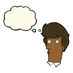 cartoon surprised expression with thought bubble