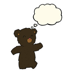 cartoon black bear with thought bubble