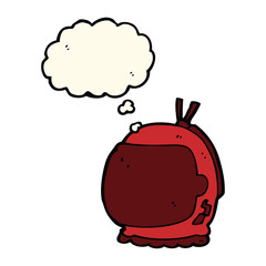 cartoon astronaut helmet with thought bubble
