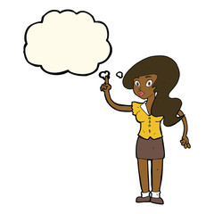 cartoon pretty woman with idea with thought bubble