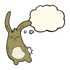 funny cartoon rabbit with thought bubble