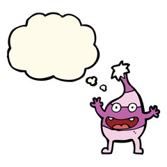 cartoon funny creature with thought bubble