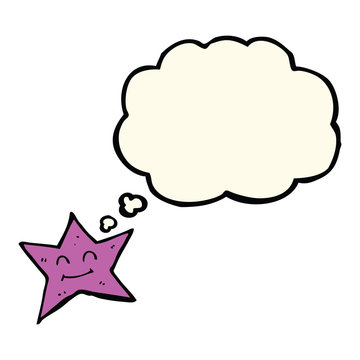 cartoon star character with thought bubble