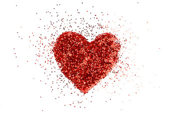 Painted heart on white paper background