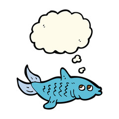 cartoon fish with thought bubble