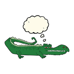 cartoon crocodile with thought bubble