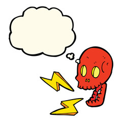 cartoon crazy skull with thought bubble
