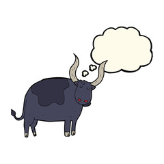 cartoon ox with thought bubble