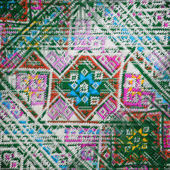 Fragment of colorful retro tapestry , Fragment of colorful retro
