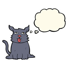 cartoon happy dog with thought bubble