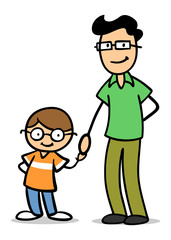Vater mit Sohn an der Hand
