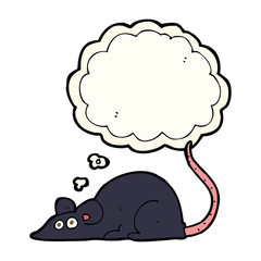 cartoon black rat with thought bubble