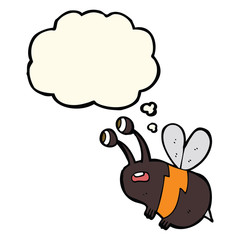 cartoon frightened bee with thought bubble