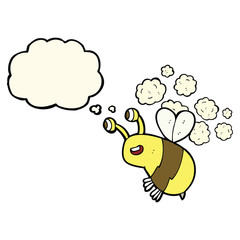 cartoon happy bee with thought bubble
