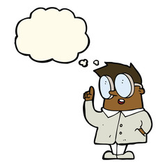 cartoon scientist with thought bubble