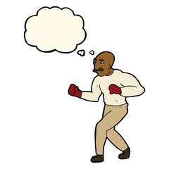 cartoon boxer with thought bubble