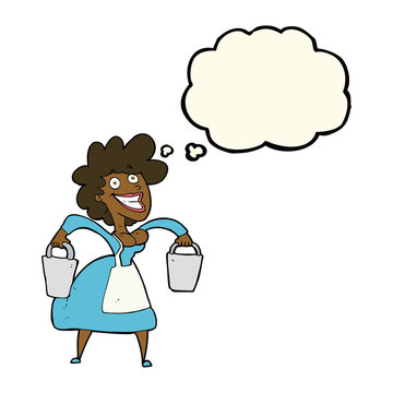 recommend clip art: cartoon milkmaid carrying buckets with thought bubble