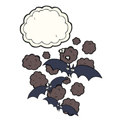cartoon vampire bats with thought bubble