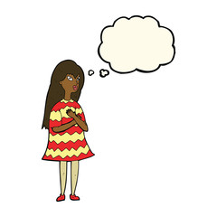 cartoon surprised girl with thought bubble