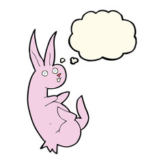 cue cartoon rabbit with thought bubble