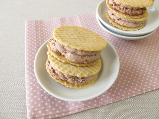 Chocolate ice cream in wafers