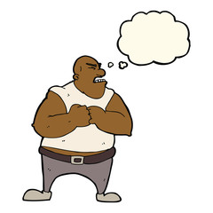 cartoon violent man with thought bubble