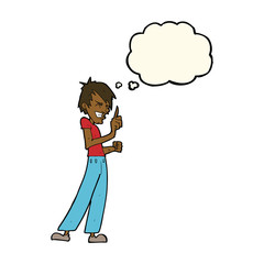 cartoon angry man arguing with thought bubble