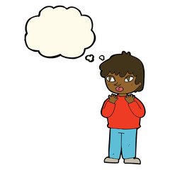 cartoon worried person with thought bubble