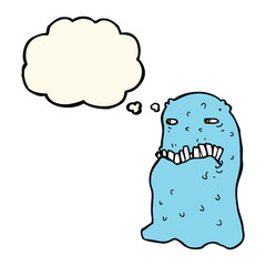 cartoon gross ghost with thought bubble
