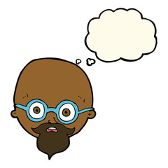 cartoon shocked man with beard with thought bubble