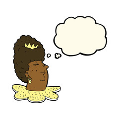 cartoon queen head with thought bubble