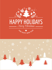 Red Christmas Background With Typography, Lettering
