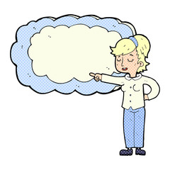 cartoon woman with text space cloud