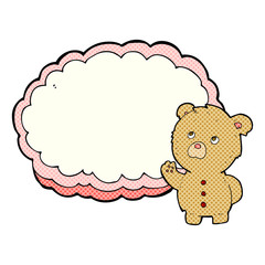 cartoon teddy bear with text space cloud