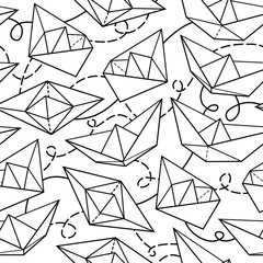 Materiał do szycia Vector pattern with paper ships