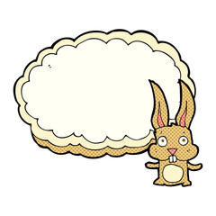 cartoon rabbit with text space cloud