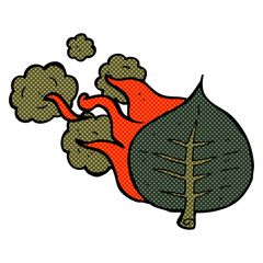 cartoon burning leaf