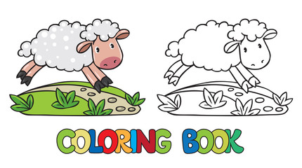 Coloring book of little funny sheep