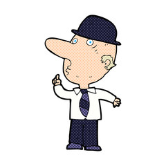 cartoon man wearing bowler hat