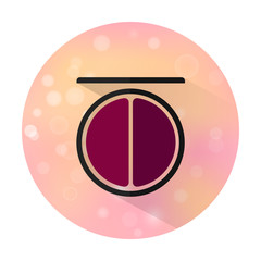 Vector stylish flat icon with long shadow effect of beauty, makeup and cosmetic on blurred background. Compact powder.