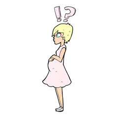 cartoon confused pregnant woman