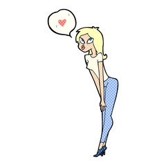 cartoon woman with love heart