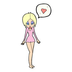 cartoon woman with love heart