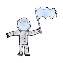 cartoon astronaut with flag