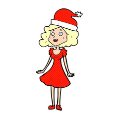 cartoon woman dressed for christmas