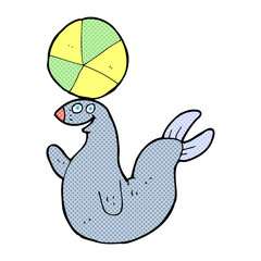 cartoon seal balancing ball