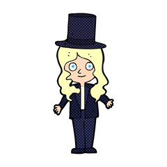 cartoon woman wearing top hat